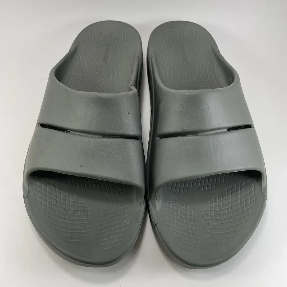 Oofos Ooahh Slide Sandals Mens Size 13 Green Comfort Recovery Relax Shoes